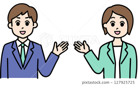 Men and women in suits giving guidance 127925725