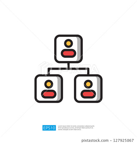 Minimalist Icon Illustration Of Data Flow And Connections In A Network Diagram Visualization System Design Concept 127925867