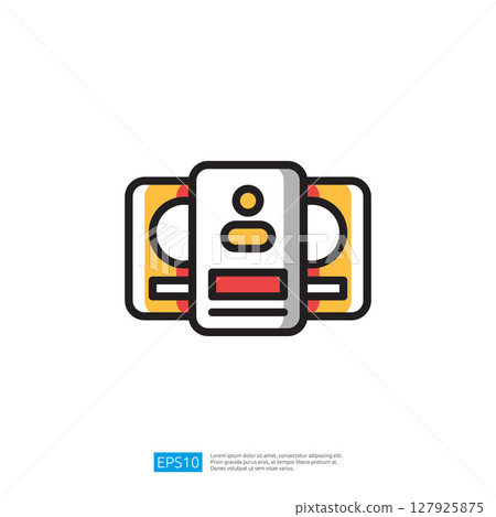 Colorful Minimalist Icon Of A Retro Camera With Flash And Film Reels And Accessories For Photography Enthusiasts 127925875