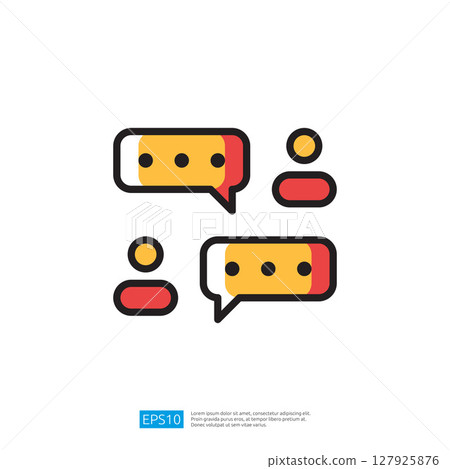 Minimalist Icon of Two Speech Bubbles with Dots in Bright Colors on a White Background with Dots design illustration 127925876