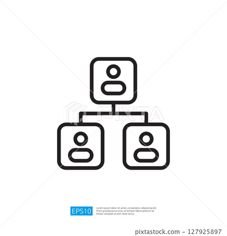 Minimalist Icon Representing Organizational Structure With Simple Lines And Shapes, Using Abstract Elements For Visual 127925897