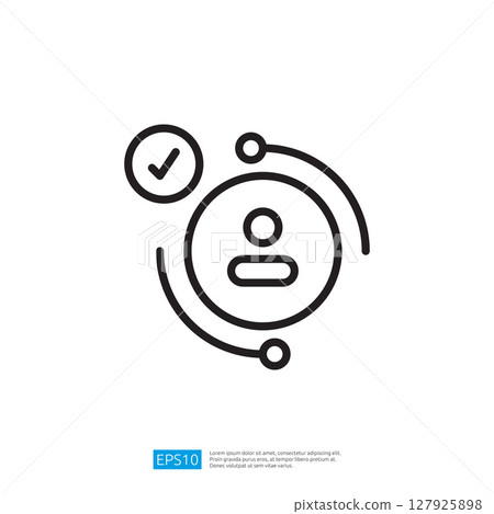 Minimalist User Profile Icon With Checkmark And Circular Elements On White Backgrounds Style Icon Design Vector Minimalist User Profile Icon With Checkmark And Circular Elements On White Backgrounds Style Icon Design Vector 127925898