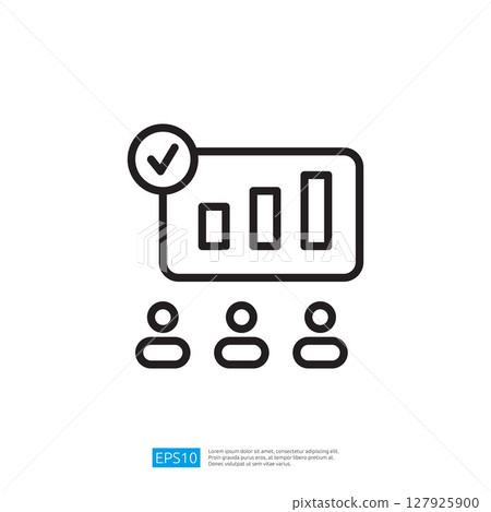 Minimalist Icon Representing Team Collaboration Analyzing Data Trends. Illustration of Data Visualization. Successful 127925900