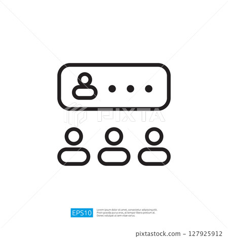 Minimalist Graphic Icon Representing User Login Interface with Silhouettes of People Representing Users Connecting Minimalist Graphic Icon Representing User Login Interface with Silhouettes of People Representing Users Connecting 127925912