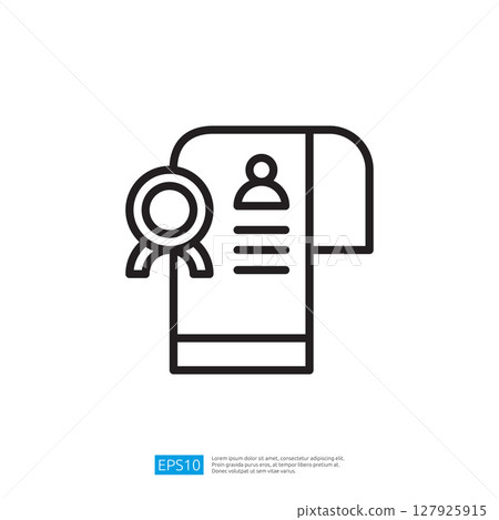 Minimalist Icon Of Certificate With Ribbon And Document In Simple Line Art Style Minimalist Icon Of Certificate With Ribbon And Document In Simple Line Art Style 127925915