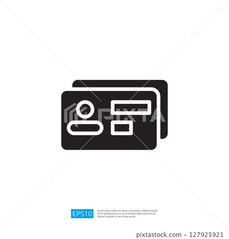 Minimalist Icon Of Two Business Cards On White Backgrounds.  Simple Business Card Design Vector Graphic.  Elegant Card 127925921