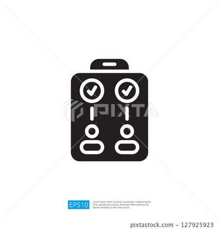 Minimalist Icon Of A Checklist Board With Checkmarks And Empty Boxes On A Plain Background 127925923