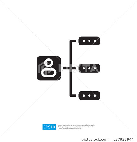 Minimalist Icon Representing User Profile With Connected Data Flow Elements And Resources Representation With Graphic 127925944