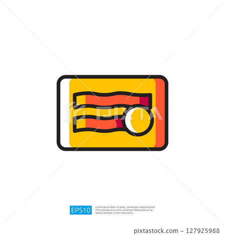 Bacon Icon Graphic Design Featuring Yellow Business Card Illustration with Plate and Sunny Side Up Egg Bacon Icon Graphic Design Featuring Yellow Business Card Illustration with Plate and Sunny Side Up Egg 127925988