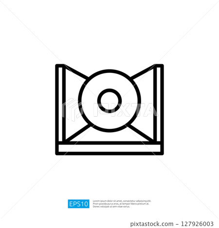 Stylized Outline Icon of a Music Disc with Sound Equipment in Minimalist Design for Modern Digital Media 127926003