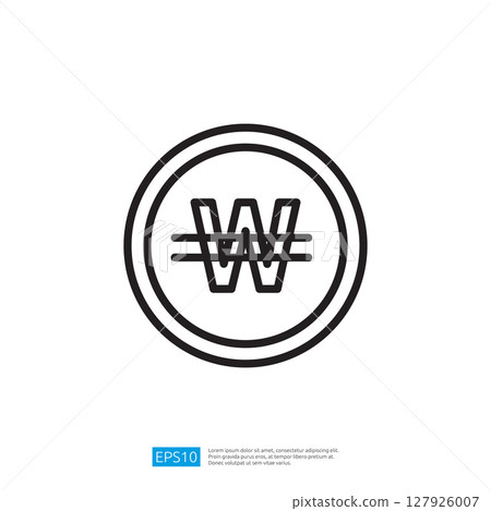 Currency Icon Representing South Korean Won Symbol with Monetary Value in Simplistic Design 127926007