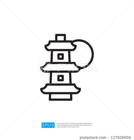 Traditional Chinese Lantern Icon Outline Symbol Illustration Minimalist Design for Decorative and Cultural Elements 127926008