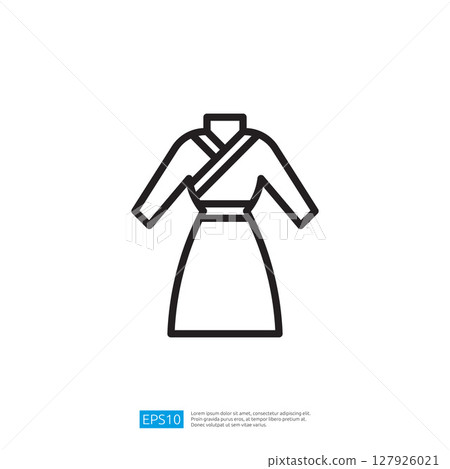 Minimalist Icon of a Traditional Kimono Dress in Elegant Outline Style Representing Cultural Fashion and Timeless Design Minimalist Icon of a Traditional Kimono Dress in Elegant Outline Style Representing Cultural Fashion and Timeless Design 127926021