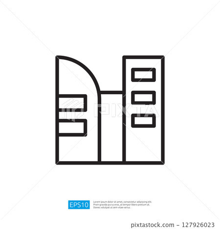 Stylized Icon of a Modern Building with Minimalist Outline Design Representing Urban Architecture and Development Stylized Icon of a Modern Building with Minimalist Outline Design Representing Urban Architecture and Development 127926023