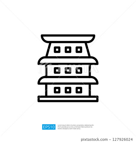 Outline Icon of a Traditional Asian Architecture Building Structure in Minimalist Design with Clean Lines and Simple Shapes Outline Icon of a Traditional Asian Architecture Building Structure in Minimalist Design with Clean Lines and Simple Shapes 127926024