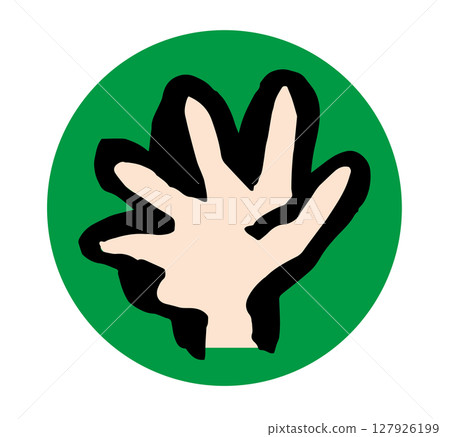 Japanese style circular icon of a par palm 127926199