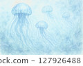 Jellyfish floating gently in the cool ocean 127926488
