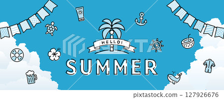 夏日藍天夏日形像海報 夏日藍天夏日形像海報 127926676