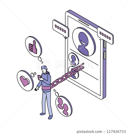 Image illustration of SNS addiction Image illustration of SNS addiction 127926733