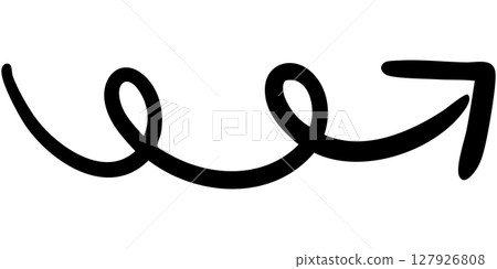 Illustration of a single-line hand-drawn arrow 11 (black) 127926808