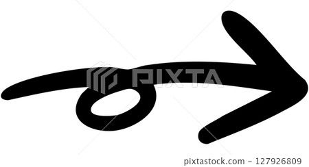 Illustration of a single-line hand-drawn arrow 12 (black) 127926809