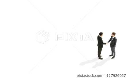 商人握手簽訂合同，建立信任（鳥瞰圖） 127926957
