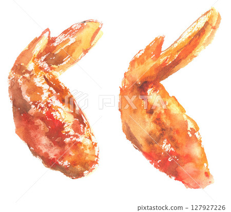 Watercolor illustration of chicken wings 127927226