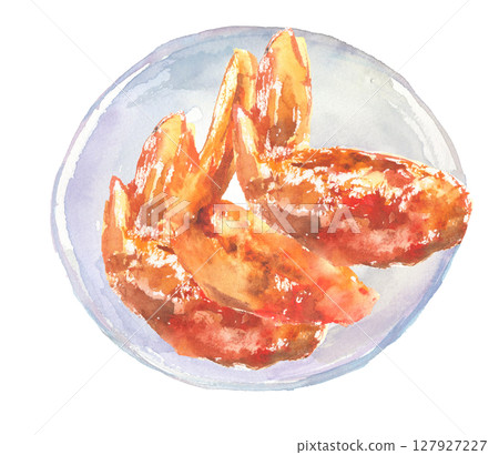 Watercolor illustration of chicken wings Watercolor illustration of chicken wings 127927227