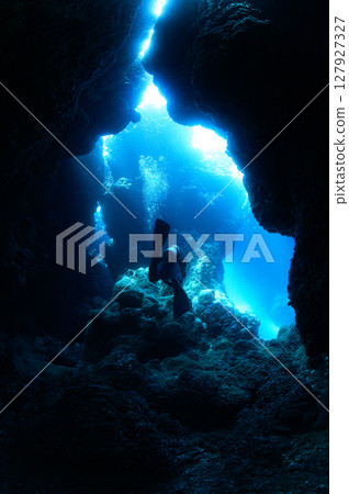 Diving scene in the sea of Iriomote Island Diving scene in the sea of Iriomote Island 127927327