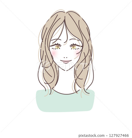 Simple and beautiful wavy hair woman vector illustration Simple and beautiful wavy hair woman vector illustration 127927466