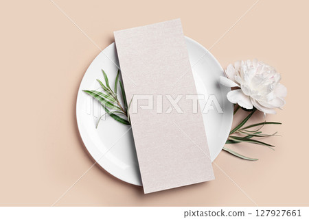 Elegant menu card mockup with floral design 127927661