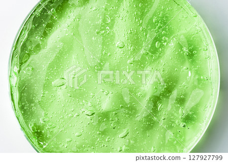 Green cosmetic gel on a white background 127927799