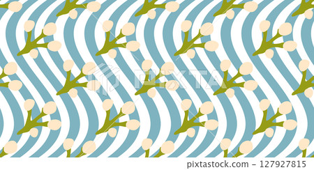 Seamless Floral Bud Wave Pattern 127927815
