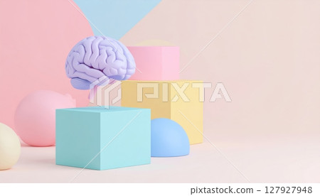 3d brain on pastel boxes 127927948