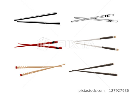 Set of Chopsticks for Asian food. Traditional Japanese sushi sticks and wooden Chinese utensils vector illustration Set of Chopsticks for Asian food. Traditional Japanese sushi sticks and wooden Chinese utensils vector illustration 127927986