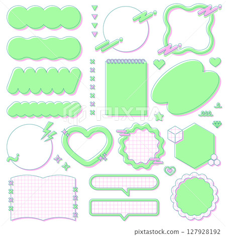 A cute and fluffy y2k frame set. Decoration, decorative frame, fancy pop, green, pink, no text A cute and fluffy y2k frame set. Decoration, decorative frame, fancy pop, green, pink, no text 127928192