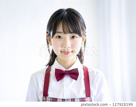 人工智慧生成的穿著圍裙的高中女生圖像 127928199