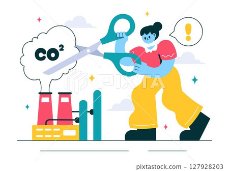 Carbon Dioxide or CO2 Vector Illustration Emphasizing the Importance of Saving Planet Earth from Climate Change in a Flat Style Cartoon Background Carbon Dioxide or CO2 Vector Illustration Emphasizing the Importance of Saving Planet Earth from Climate Change in a Flat Style Cartoon Background 127928203