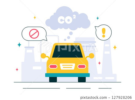 Carbon Dioxide or CO2 Vector Illustration Emphasizing the Importance of Saving Planet Earth from Climate Change in a Flat Style Cartoon Background Carbon Dioxide or CO2 Vector Illustration Emphasizing the Importance of Saving Planet Earth from Climate Change in a Flat Style Cartoon Background 127928206