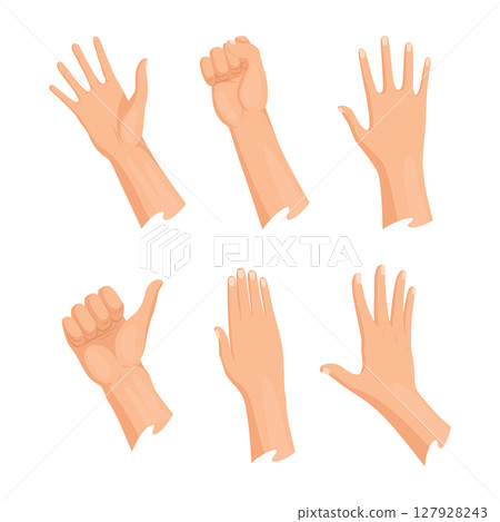 Hands normal skin icon set. Not required medicine cure or treatment. No need first emergency help for human hand trauma Hands normal skin icon set. Not required medicine cure or treatment. No need first emergency help for human hand trauma 127928243