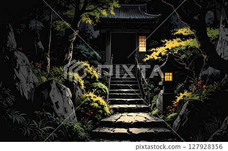 A Japanese house in the dark mountains 127928356