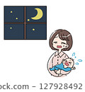 A crying baby and a tired mother 127928492