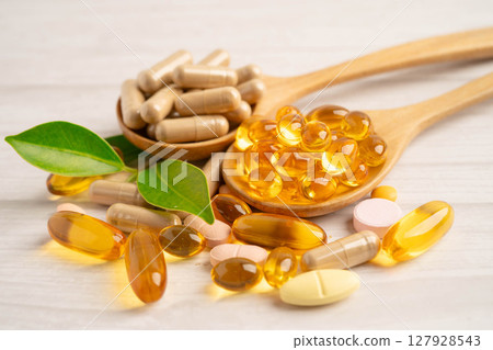 Alternative medicine herbal organic capsule drug herb. 127928543