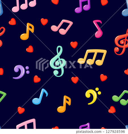 Cute colorful musical notes seamless pattern background 127928596