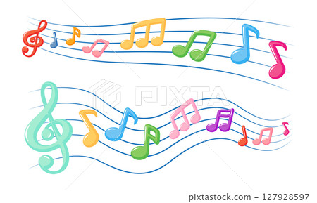 Cute musical notes fade in and fade out effect 127928597