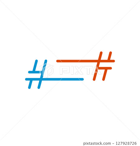Modern hashtag social network logo design 127928726