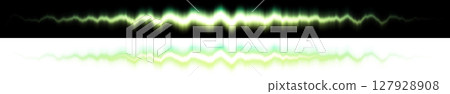 Green electric wave light effect (top black background, bottom transparent background) Green electric wave light effect (top black background, bottom transparent background) 127928908