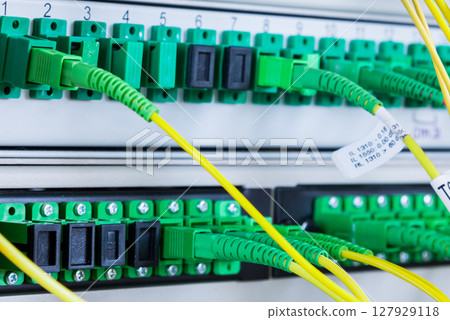 fiber optic cables connected into main data switch 127929118