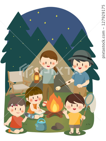 星空下的家庭露營：適合全家人的夏季露營 127929175