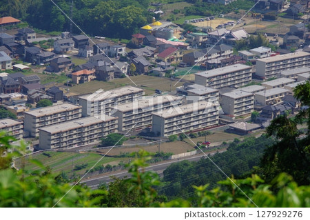 View of Yamada Danchi from the Guji Observatory in Shikokuchuo City, Ehime Prefecture View of Yamada Danchi from the Guji Observatory in Shikokuchuo City, Ehime Prefecture 127929276